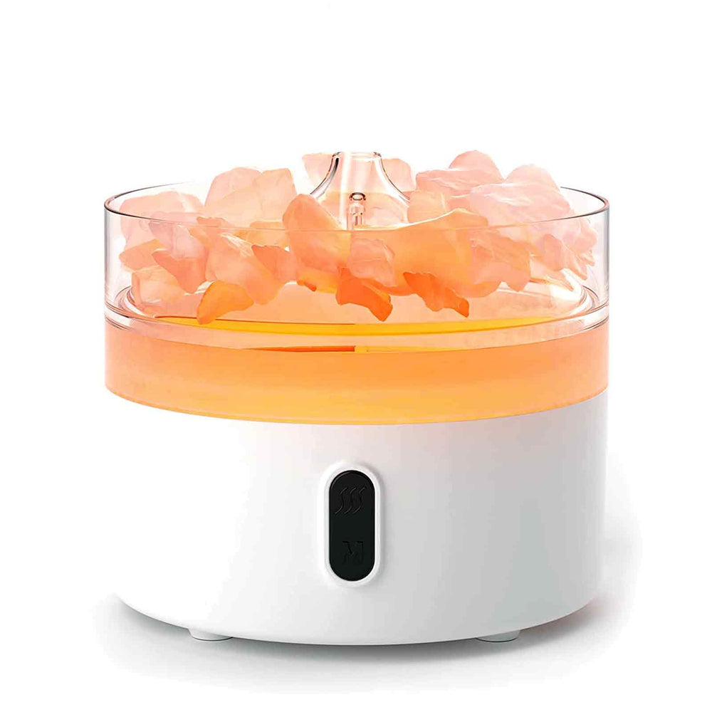 Difusor de Aromas con Sal del Himalaya: de 15 cm, cristales y iluminación LED cálida - ideal para aromaterapia y relajación