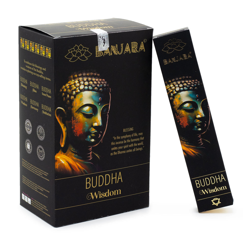 Incienso Buda Banjara Sabiduría, varilla botánica natural Masala de India, artesanal; aroma calmante - claridad mental