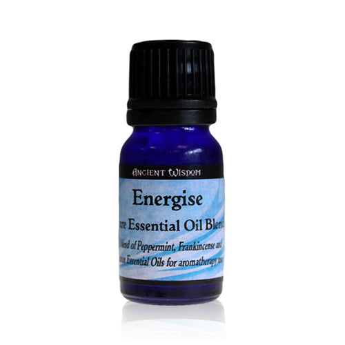 Energise - frasco azul de vidrio 10 ml con mezcla de aceites esenciales (menta, incienso y cítricos) - revitaliza y enfoca