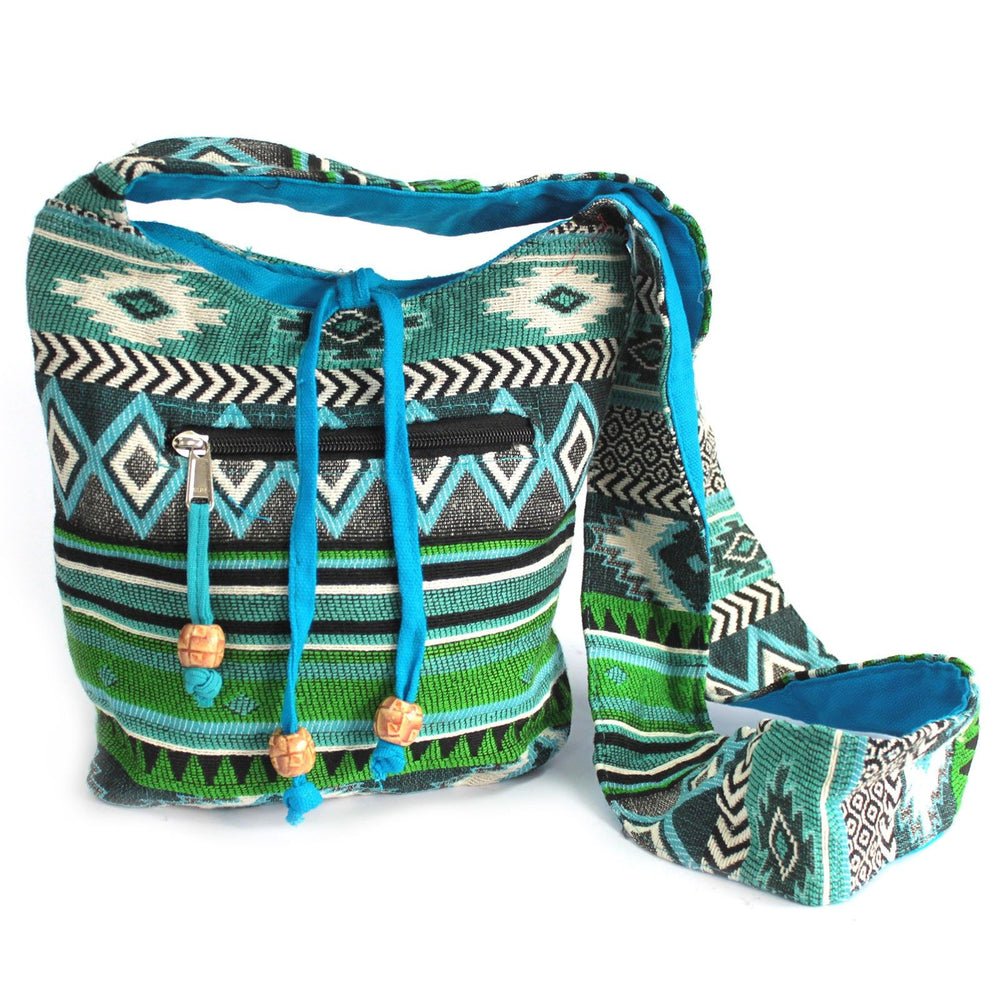 Mochila pequeña en Teal, tejido Jacquard, diseño compacto y ligero, textura única y estilo zen - favorece armonía energética