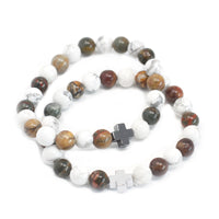 Pulseras con Piedras Preciosas: 2 pulseras elásticas de 8 mm, Amazonita verde y Jaspe Amarillo, para armonía - paz interior