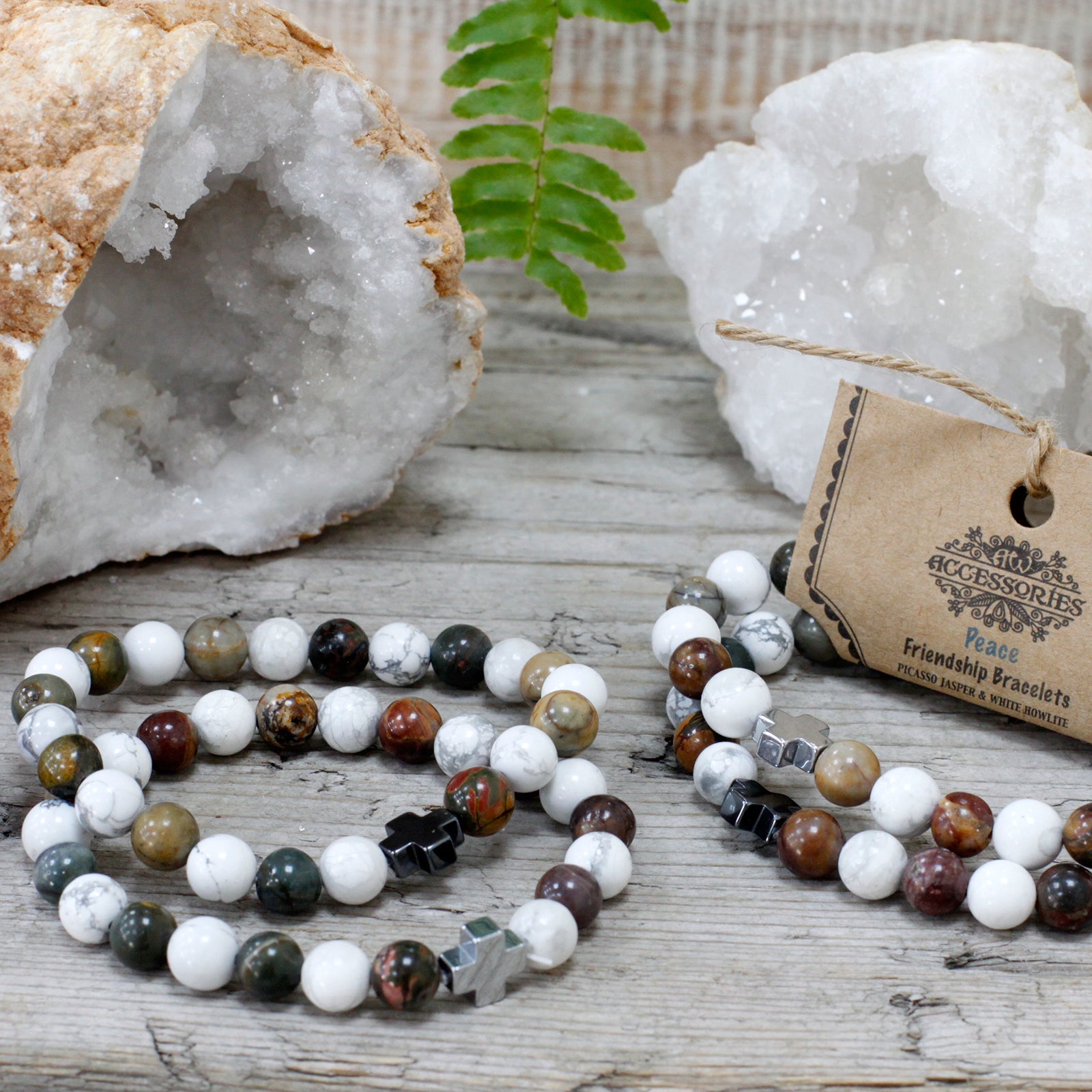 Pulseras con Piedras Preciosas: 2 pulseras elásticas de 8 mm, Amazonita verde y Jaspe Amarillo, para armonía - paz interior