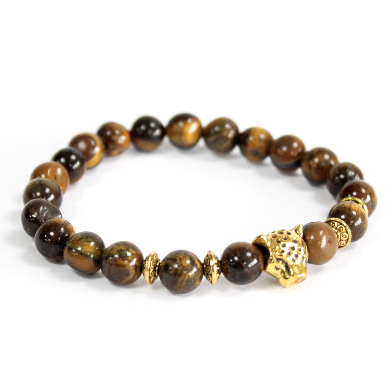 Pulsera Ojo de Tigre Dorado: cuentas naturales de piedra, elástica, tono áureo - Protección y fortaleza interior