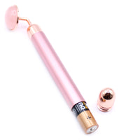 Rodillo facial con vibración de cuarzo rosa, tamaño 15,5 x 2,5 x 3 cm, peso 70–73 g - calma emocional y piel revitalizada
