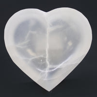 Selenita cuenco en forma de corazón, 15 cm, tallado, de selenita natural translúcida - purifica energía y eleva la armonía.