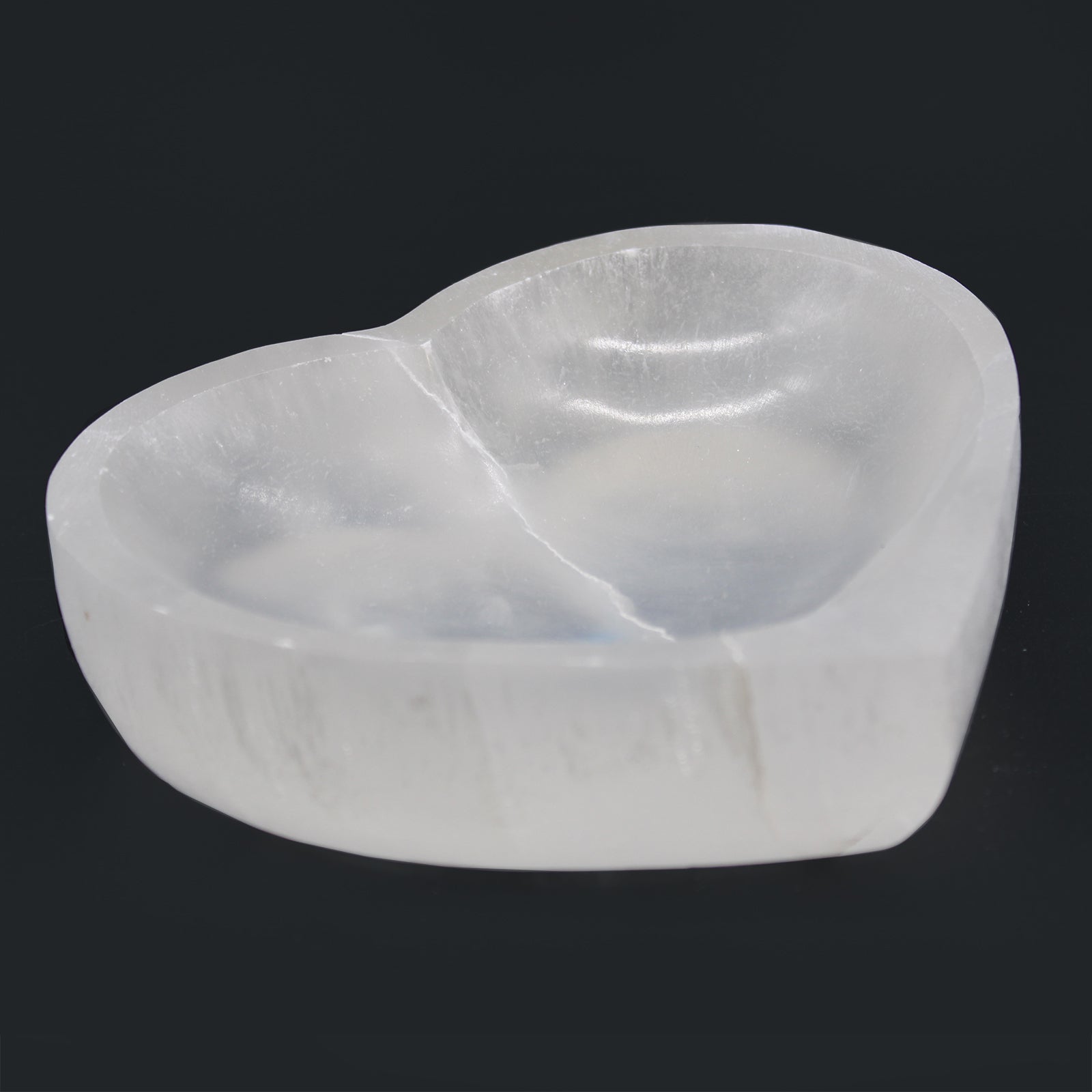 Selenita cuenco en forma de corazón, 15 cm, tallado, de selenita natural translúcida - purifica energía y eleva la armonía.