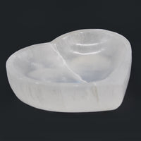 Selenita cuenco en forma de corazón, 15 cm, tallado, de selenita natural translúcida - purifica energía y eleva la armonía.
