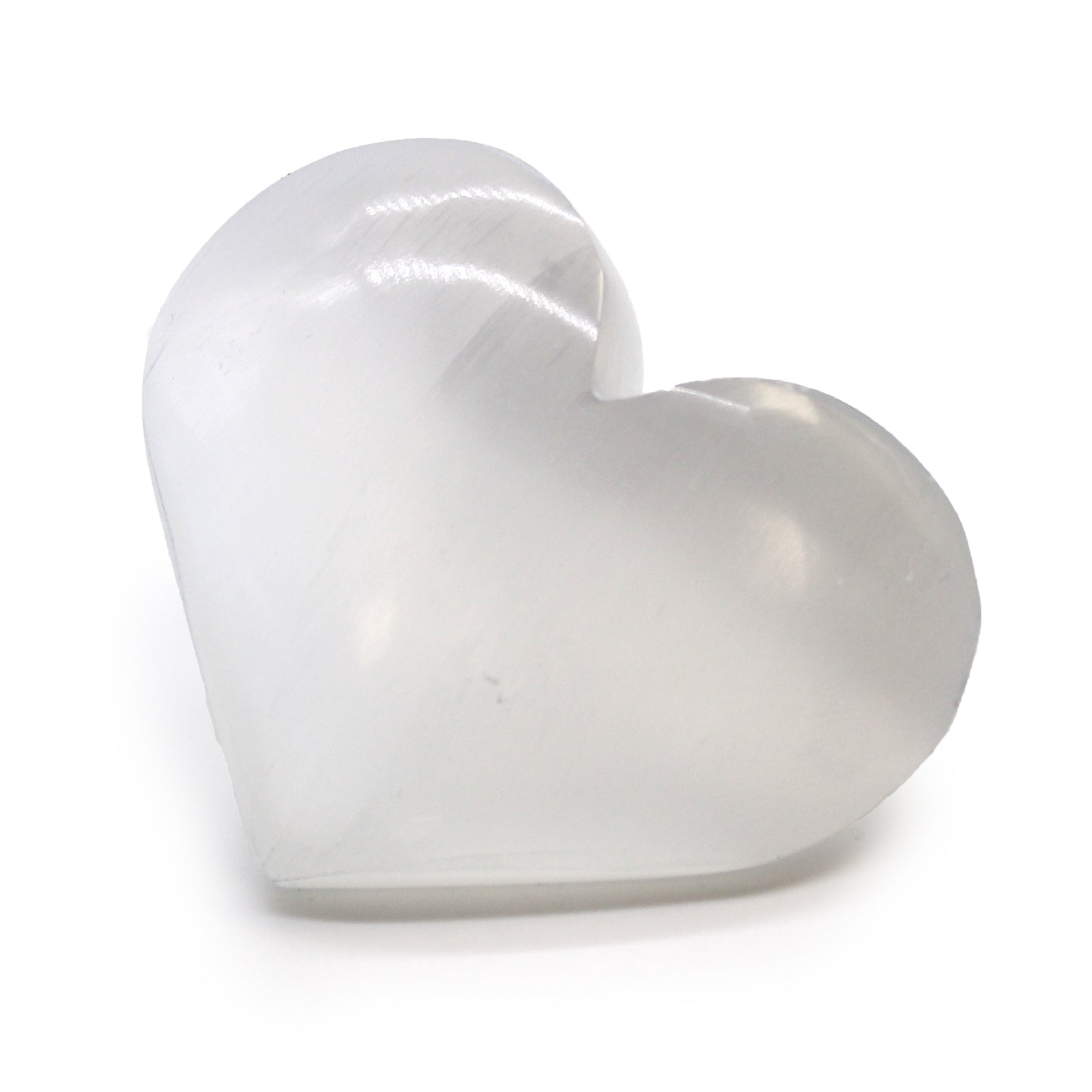 Corazón de Selenita, tallado, forma cardiaca, tamaño 5-6 cm, tono perlado translúcido - Paz y purificación