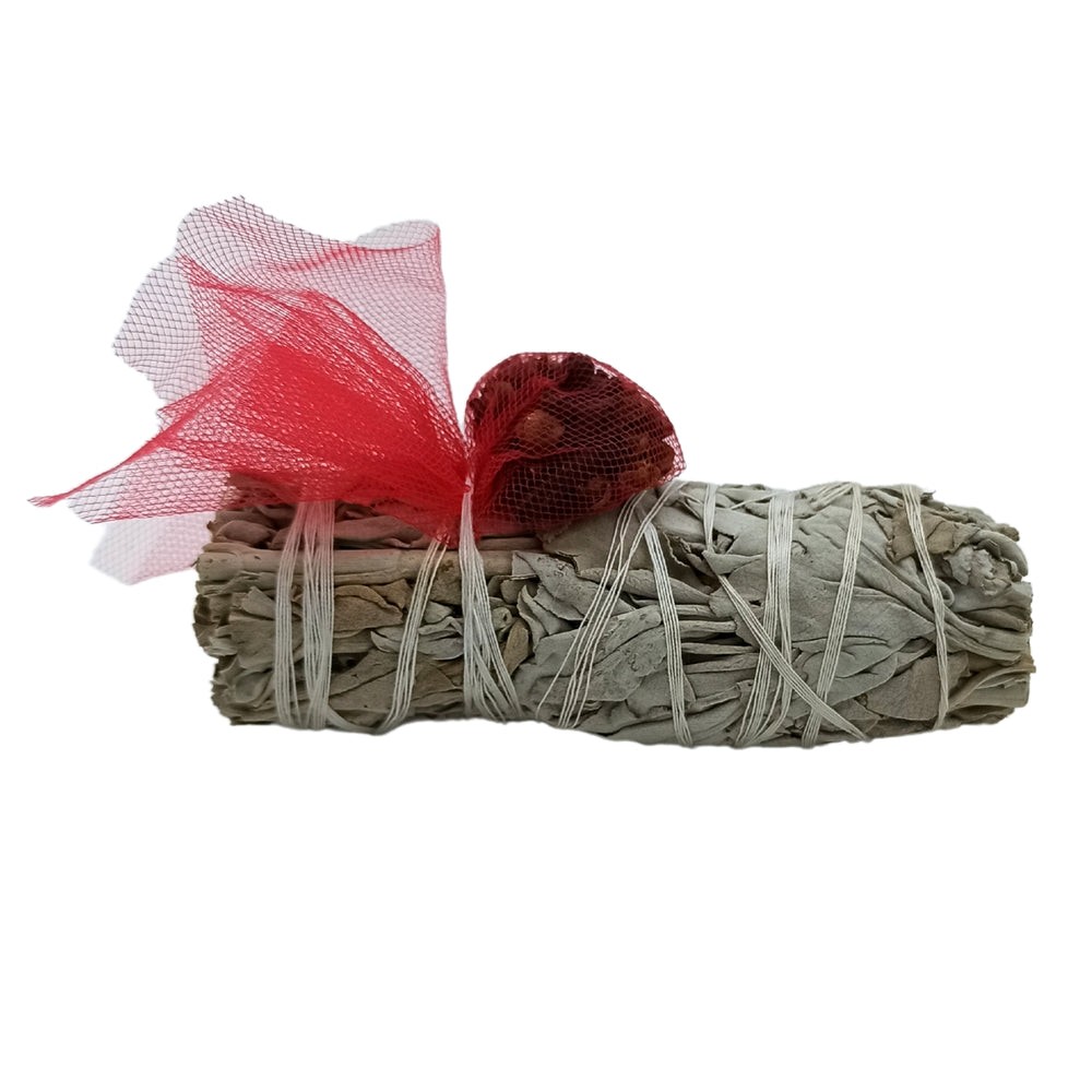 Atado de Salvia Blanca con Clavo: sahumerio artesanal, 12×4 cm, color natural - purificación y protección energética