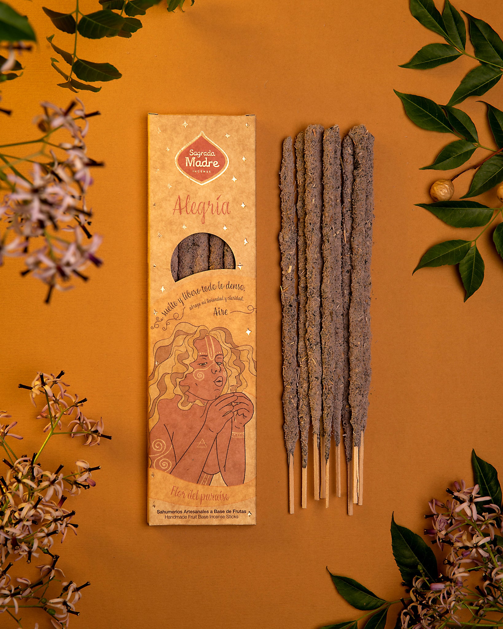 Sahumerio 5 Elementos Aire - Alegría: artesanal en vara, aroma ligero que eleva el ánimo y la claridad - libertad.