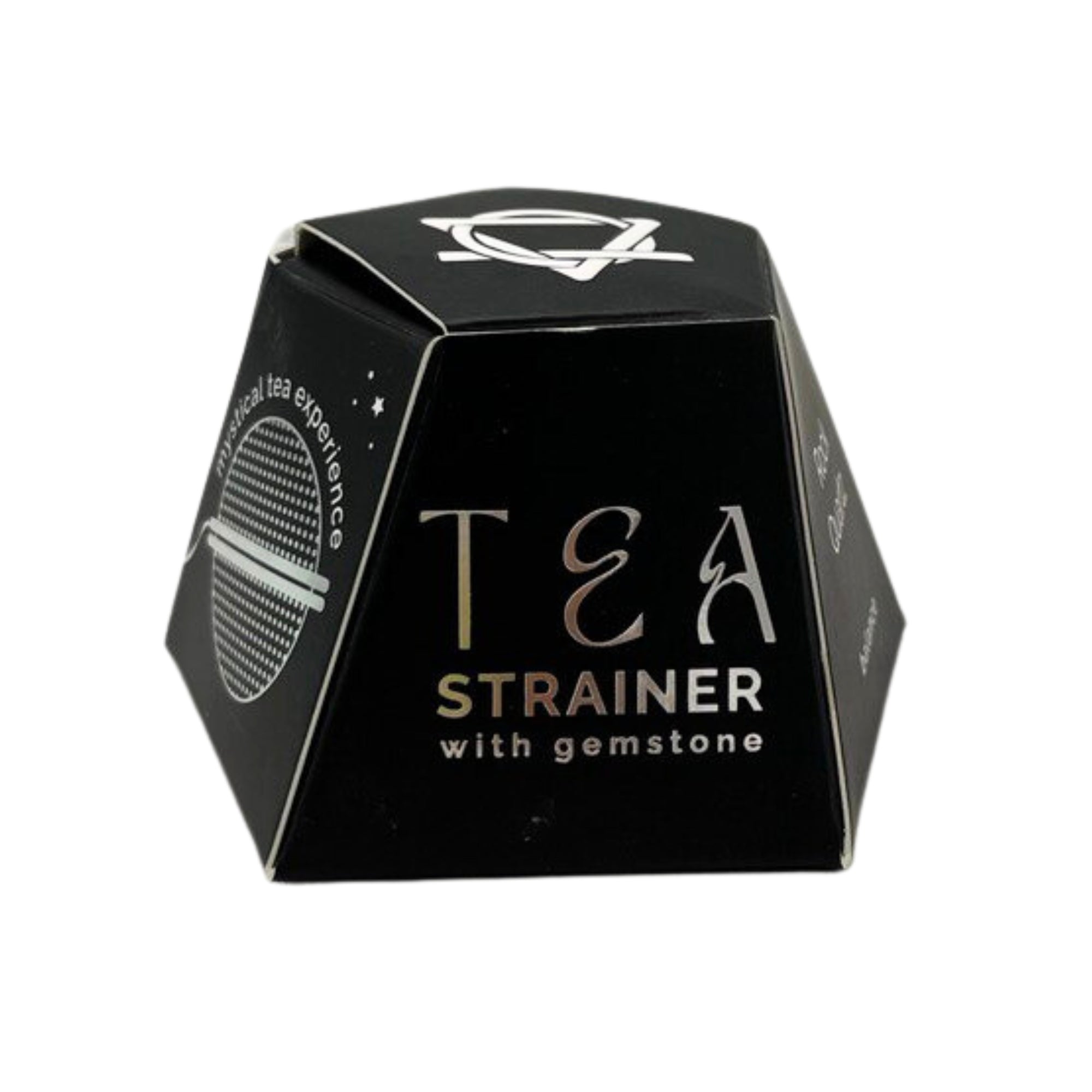 Colador de té con cuarzo de roca crudo, acero inoxidable SUS304, malla con cadena y piedra natural - claridad y energía