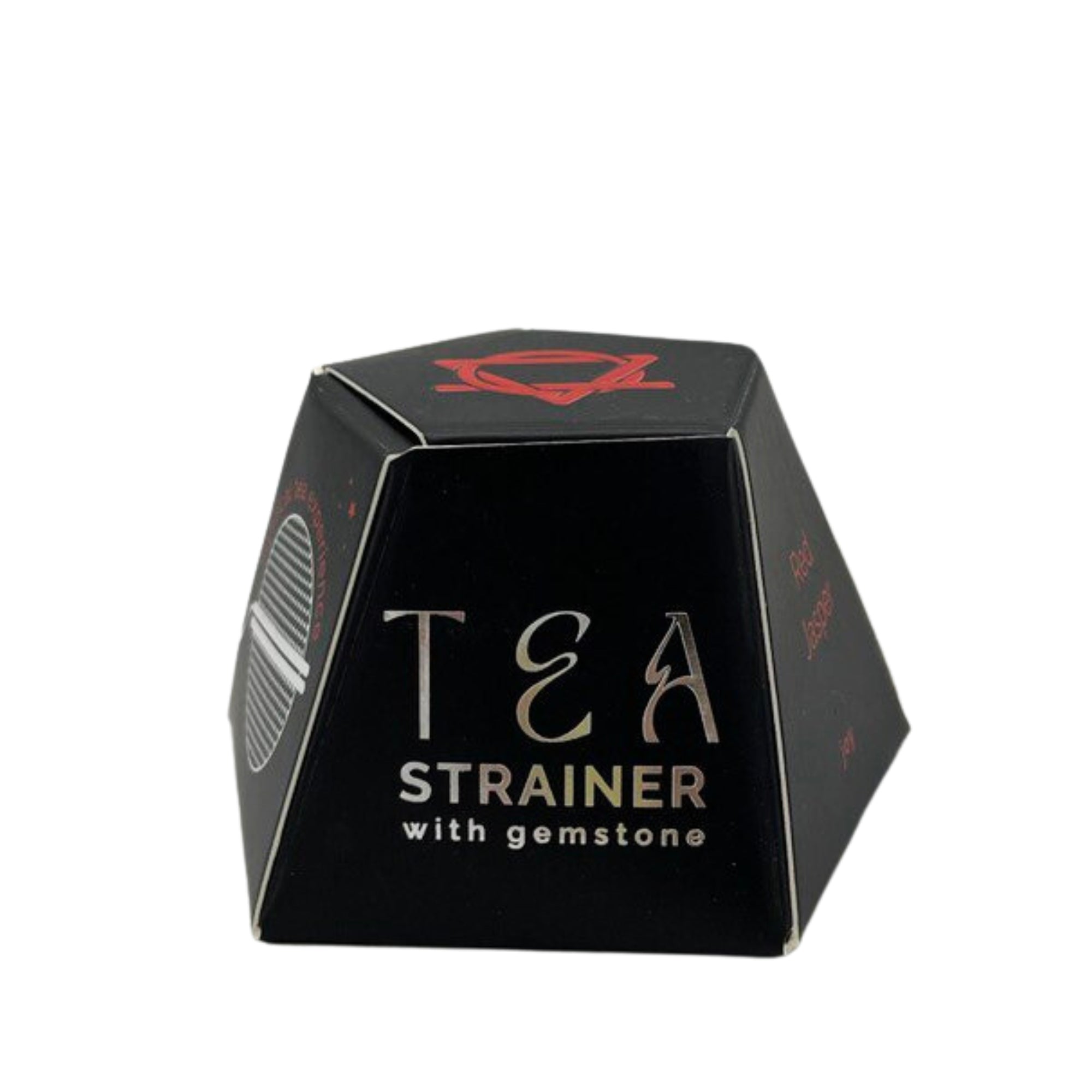 Colador de té con jaspe rojo crudo en acero SUS304, malla con cadena y piedra natural - aporta enraizamiento y vitalidad