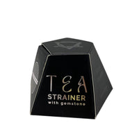 Colador de té con obsidiana negra, malla de acero SUS304 con cadena; piedra natural – protección y enraizamiento.