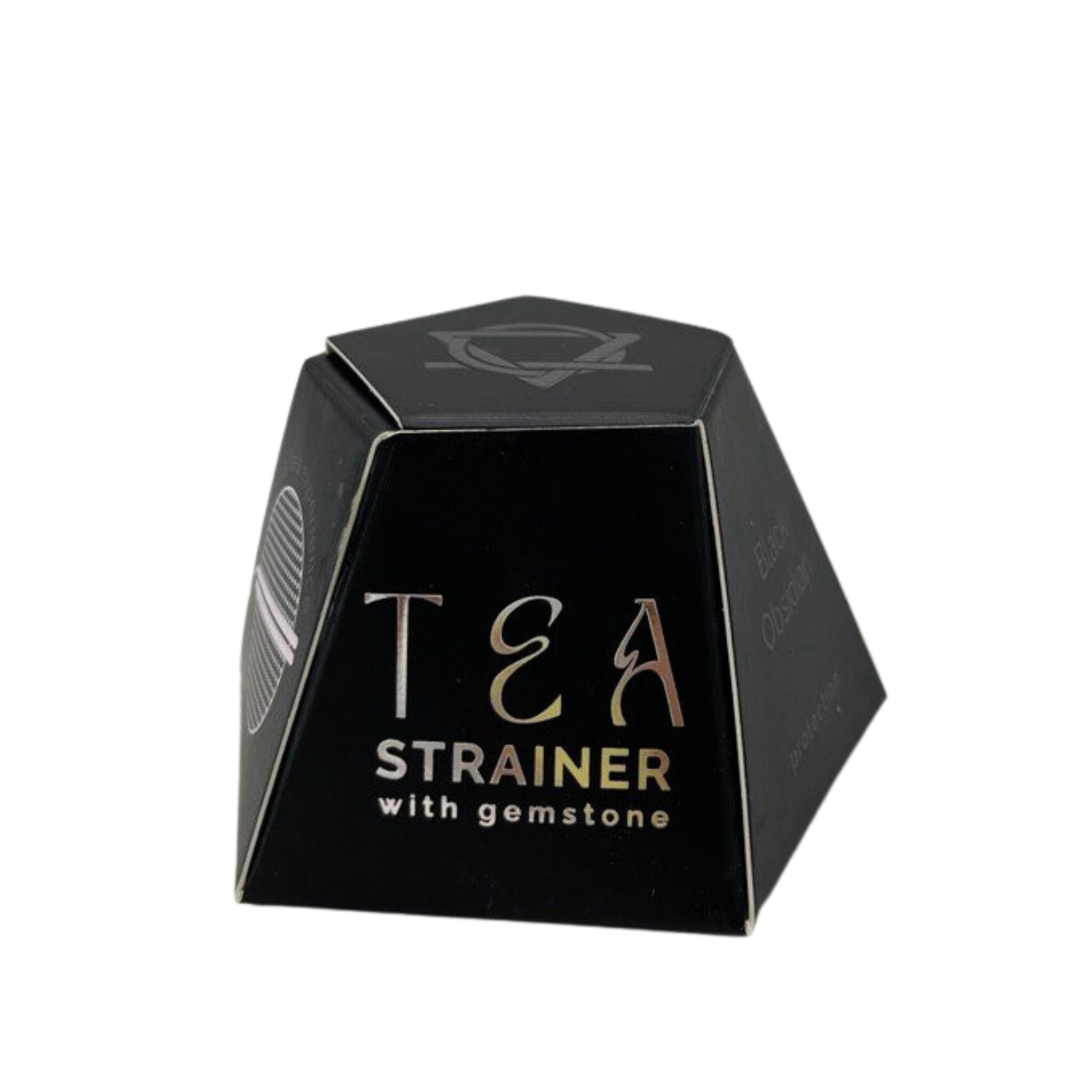 Colador de té con obsidiana negra, malla de acero SUS304 con cadena; piedra natural – protección y enraizamiento.