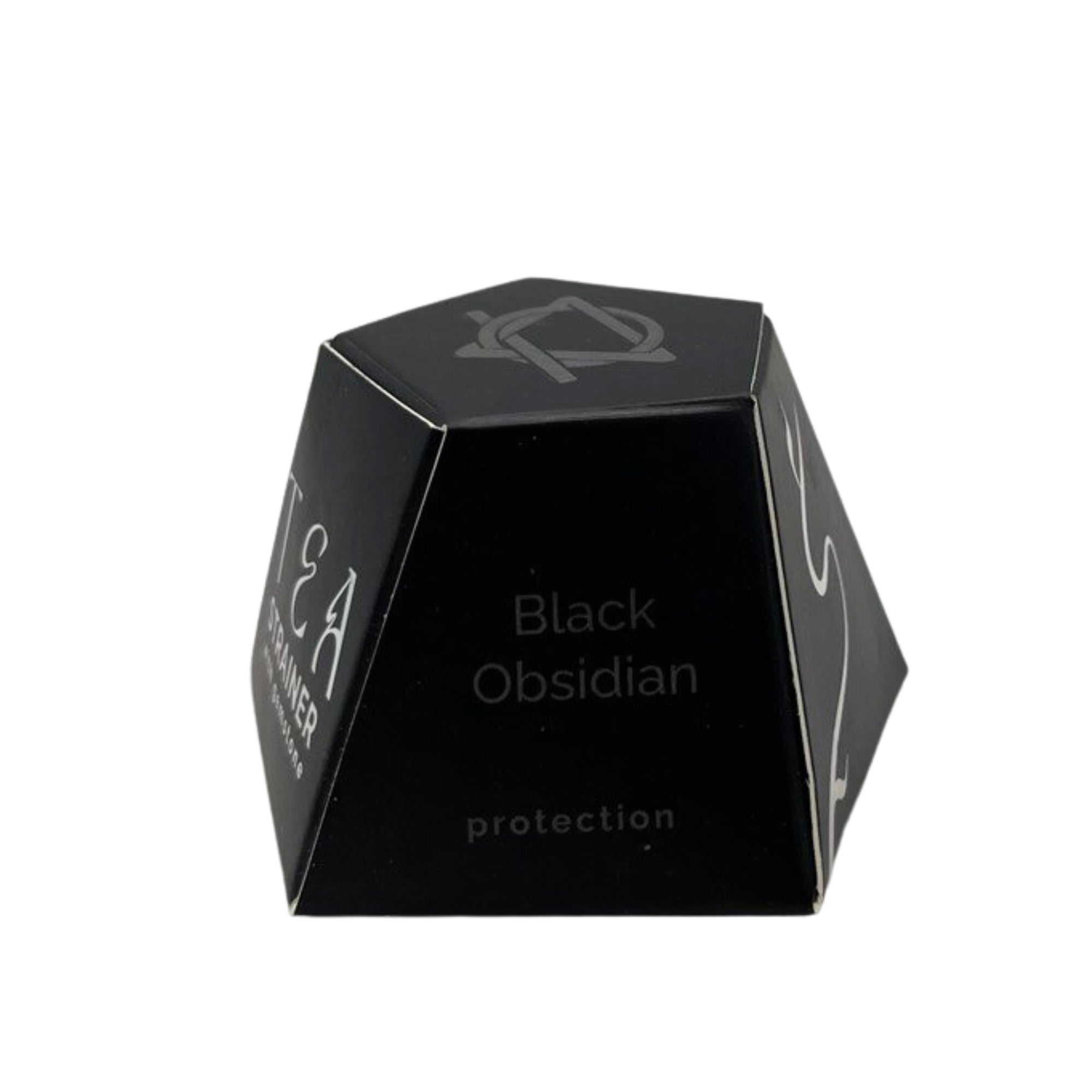 Colador de té con obsidiana negra, malla de acero SUS304 con cadena; piedra natural – protección y enraizamiento.