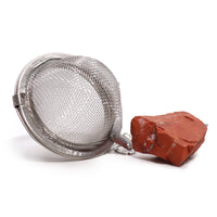 Colador de té con jaspe rojo crudo en acero SUS304, malla con cadena y piedra natural - aporta enraizamiento y vitalidad