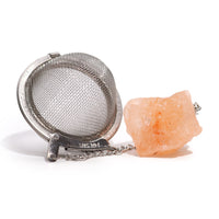Colador de té con acero SUS304 y Cornalina cruda en cadena; malla y piedra naranja, pieza única - infusión con energía