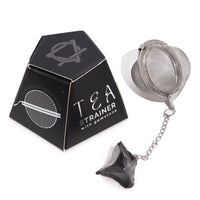Colador de té con obsidiana negra, malla de acero SUS304 con cadena; piedra natural – protección y enraizamiento.