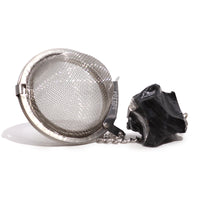 Colador de té con obsidiana negra, malla de acero SUS304 con cadena; piedra natural – protección y enraizamiento.