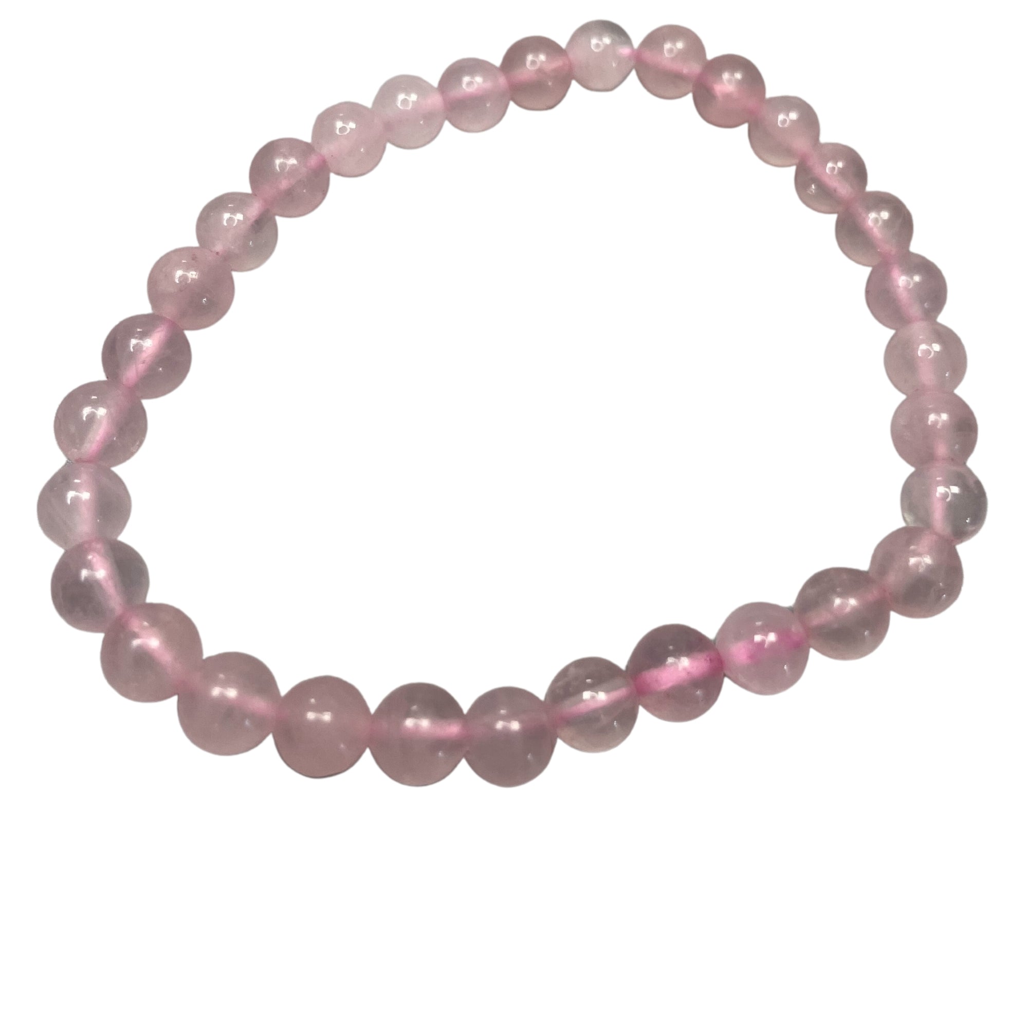Pulsera de manifestación de cuarzo rosa; elástica, cuentas naturales en tono rosado - atrae amor y armonía