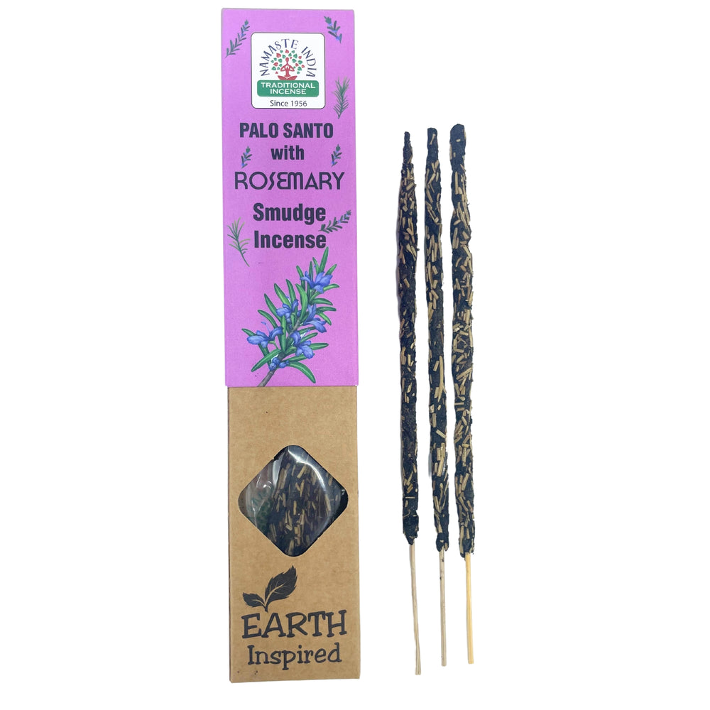 Incienso para fumigación inspirado en la Tierra - Romero, varilla, aroma herbáceo; limpia energías y arraiga el hogar.