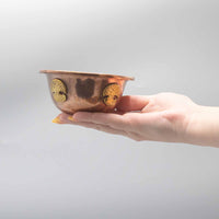 Cuenco ritual de cobre con Árbol de la Vida, 12x5 cm; pulido con adornos dorados – fomenta armonía y conexión espiritual