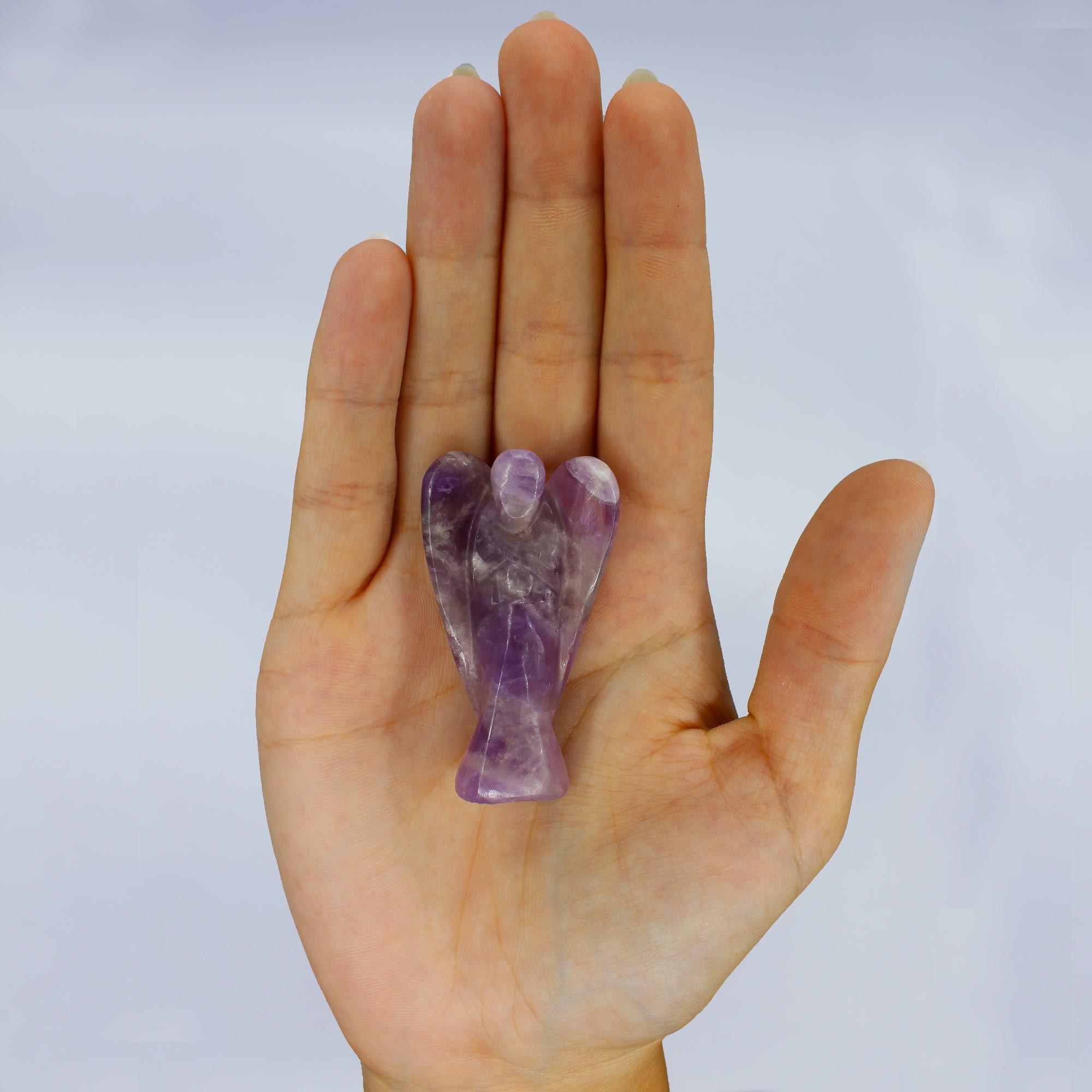 Ángel de amatista tallado a mano, figura de cristal violeta, suave - inspira paz, intuición y protección espiritual