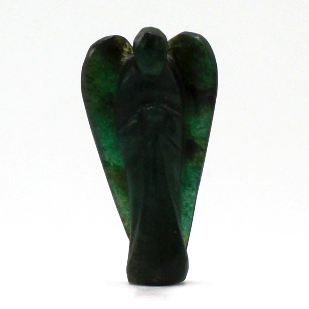 Ángel de Aventurina Verde tallado a mano, cristal verde, figura serena, piedra natural con brillo suave - para prosperidad