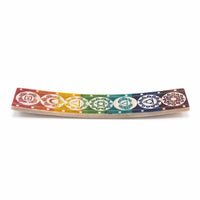 Esteatita porta incienso 26x5 cm con grabados de los Siete Chakras, placa de carga decorativa en verde - equilibrio