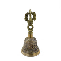 Campana de altar en latón macizo, Triquetra grabada sobre el mango, altura 10,2 cm y base 5 cm - protección y armonía