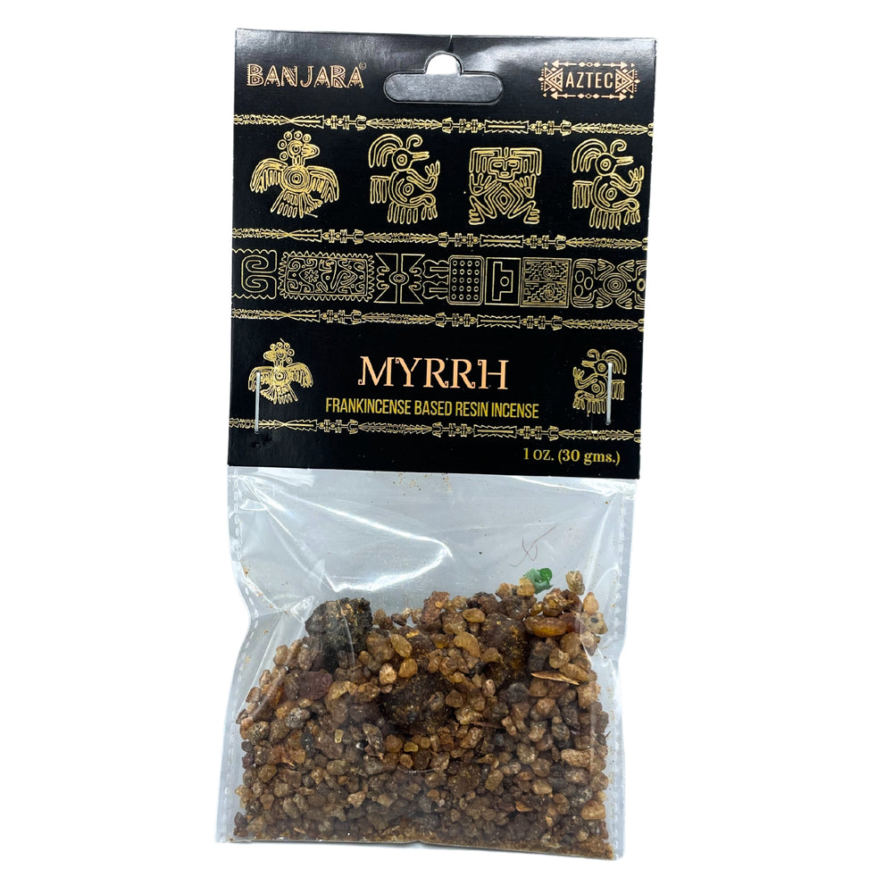 Incienso de Resina Banjara - Mirra, gránulos sueltos, 30 g, color ámbar - meditación, protección y sanación