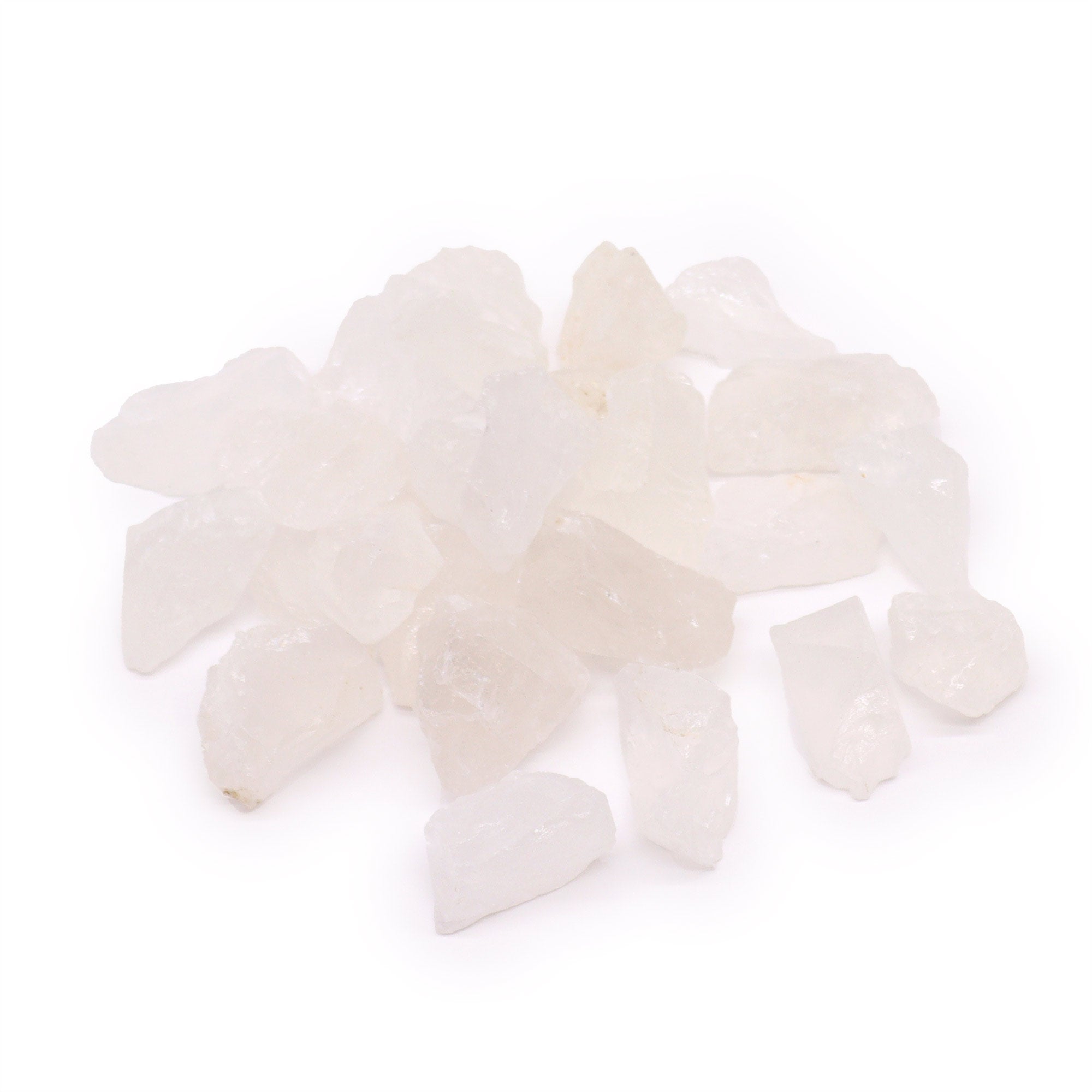 Cuarzo de roca en bruto: cristales sin pulir, transparentes a lechoso, tamaño natural, bolsa 500 g - Amplifica energía