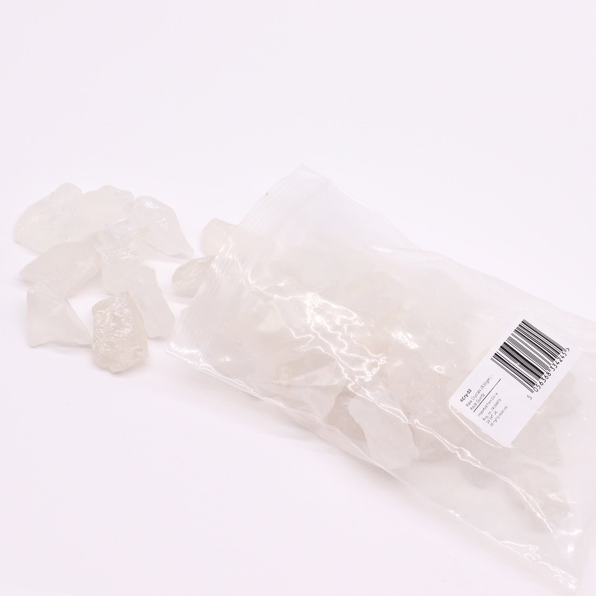 Cuarzo de roca en bruto: cristales sin pulir, transparentes a lechoso, tamaño natural, bolsa 500 g - Amplifica energía