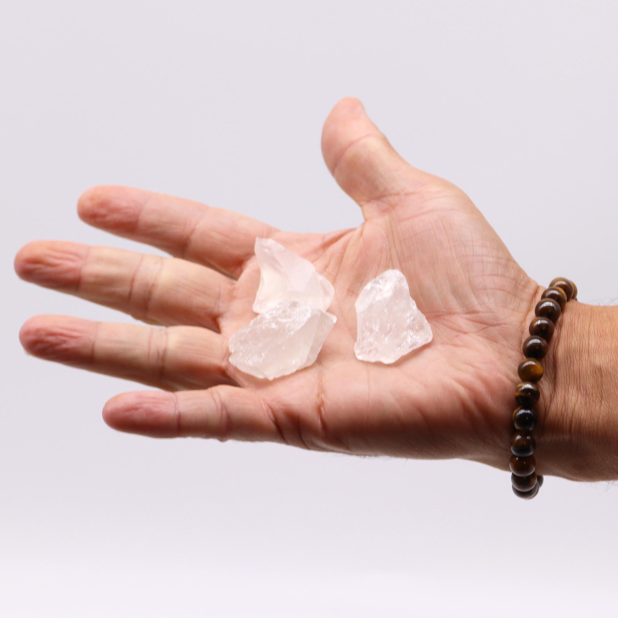 Cuarzo de roca en bruto: cristales sin pulir, transparentes a lechoso, tamaño natural, bolsa 500 g - Amplifica energía