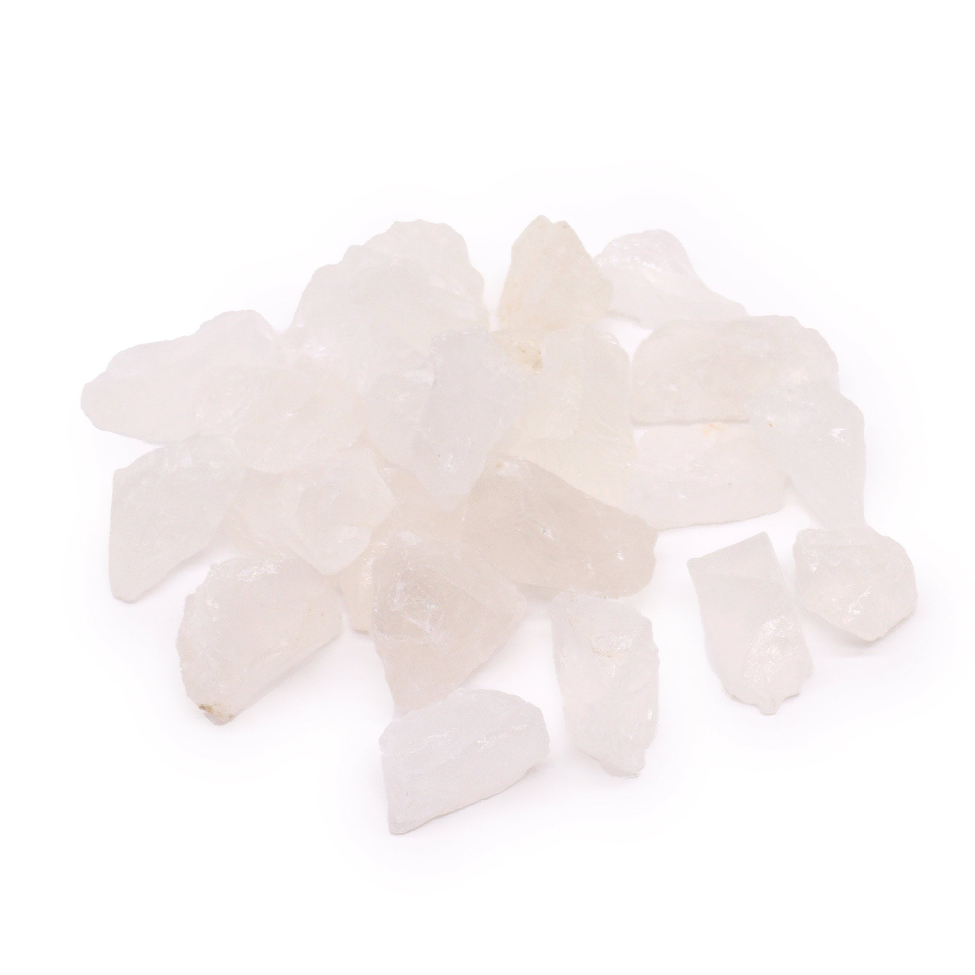 Cuarzo de roca en bruto: cristales sin pulir, transparentes a lechoso, tamaño natural, bolsa 500 g - Amplifica energía