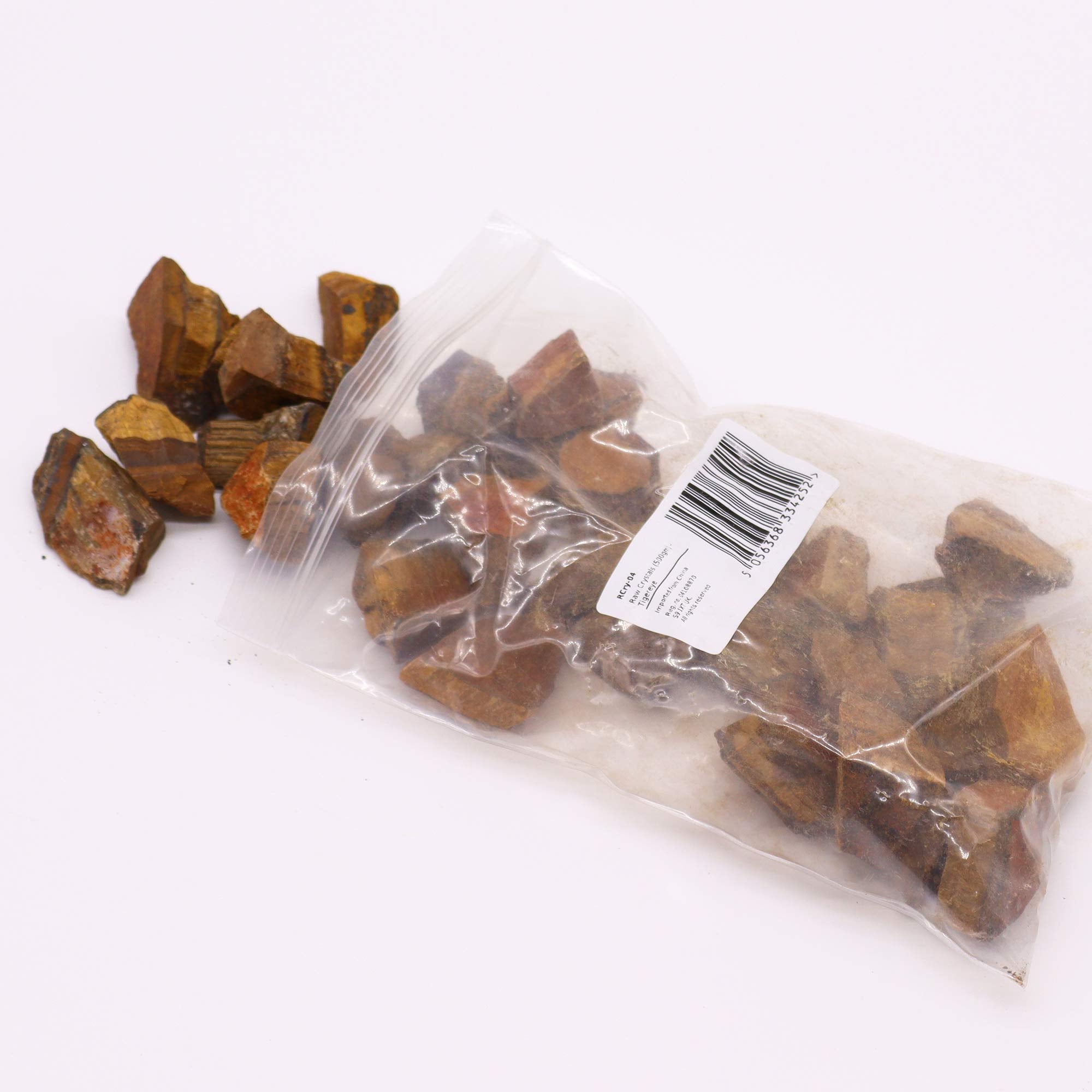 Ojo de Tigre en bruto: cristales naturales de 500 g, con tonos dorados y marrones, sin pulir - protege y aporta claridad.