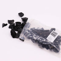 Obsidiana Negra en bruto: cristales naturales sin pulir, negro intenso y superficie vítrea; 500 g - protección interior