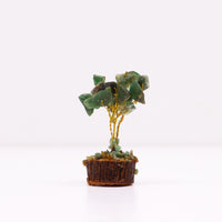 Aventurina verde mini árbol de piedras preciosas sobre base de madera, 15 gemas, 10-15 cm - Salud, suerte y bienestar
