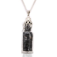 Collar de ónix negro embotellado: gemas en botella de vidrio transparente con tapón, cadena de 50 cm - protección y fortaleza