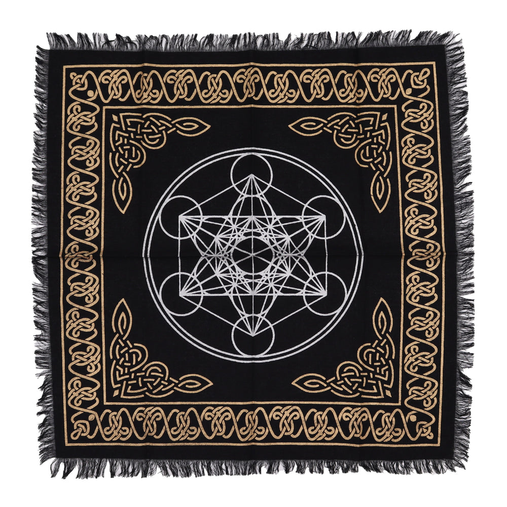 Mantel de altar esotérico con flecos - gráfico de chakras colorido, tela de alta calidad - eleva la vibración espiritual.
