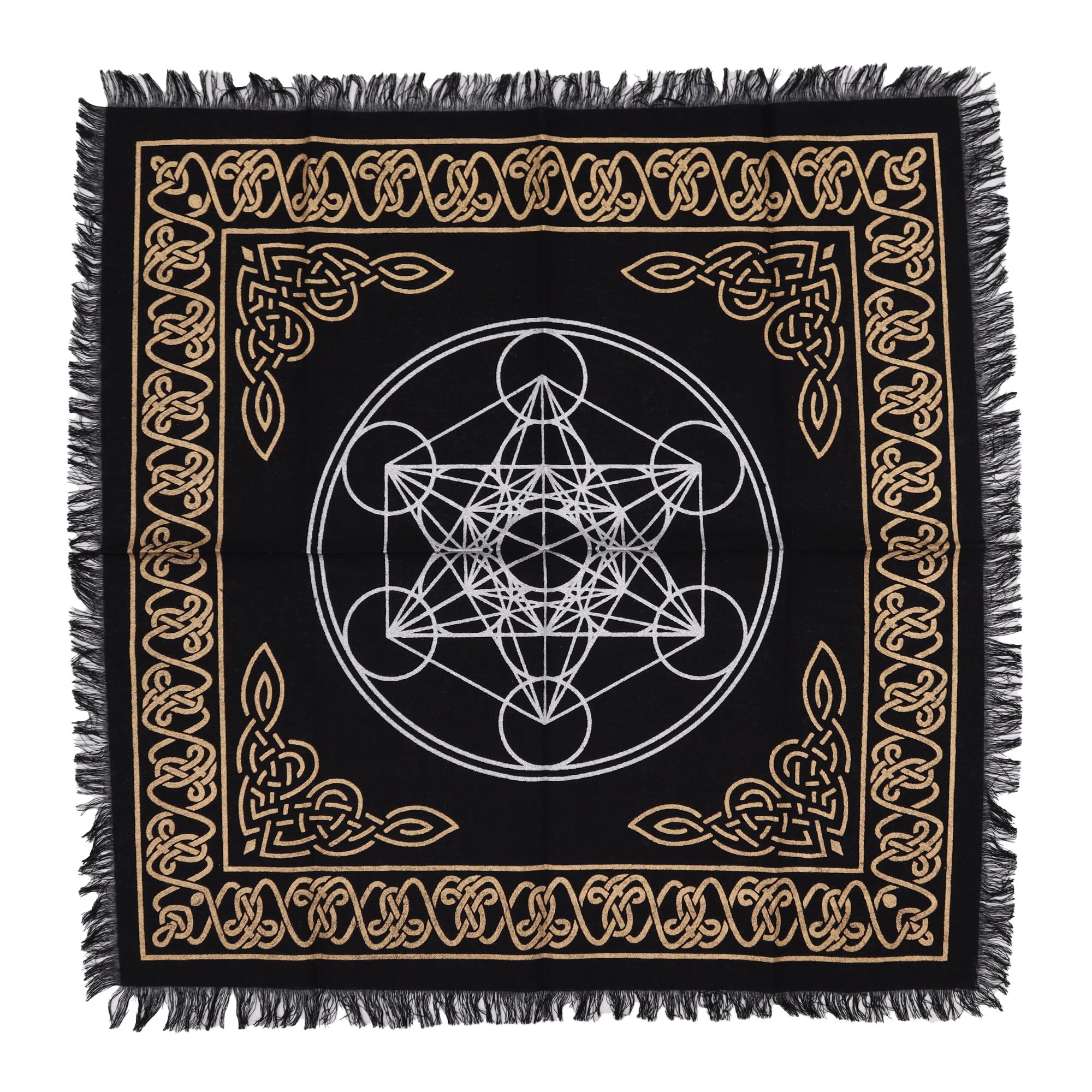Mantel de altar esotérico con flecos - gráfico de chakras colorido, tela de alta calidad - eleva la vibración espiritual.
