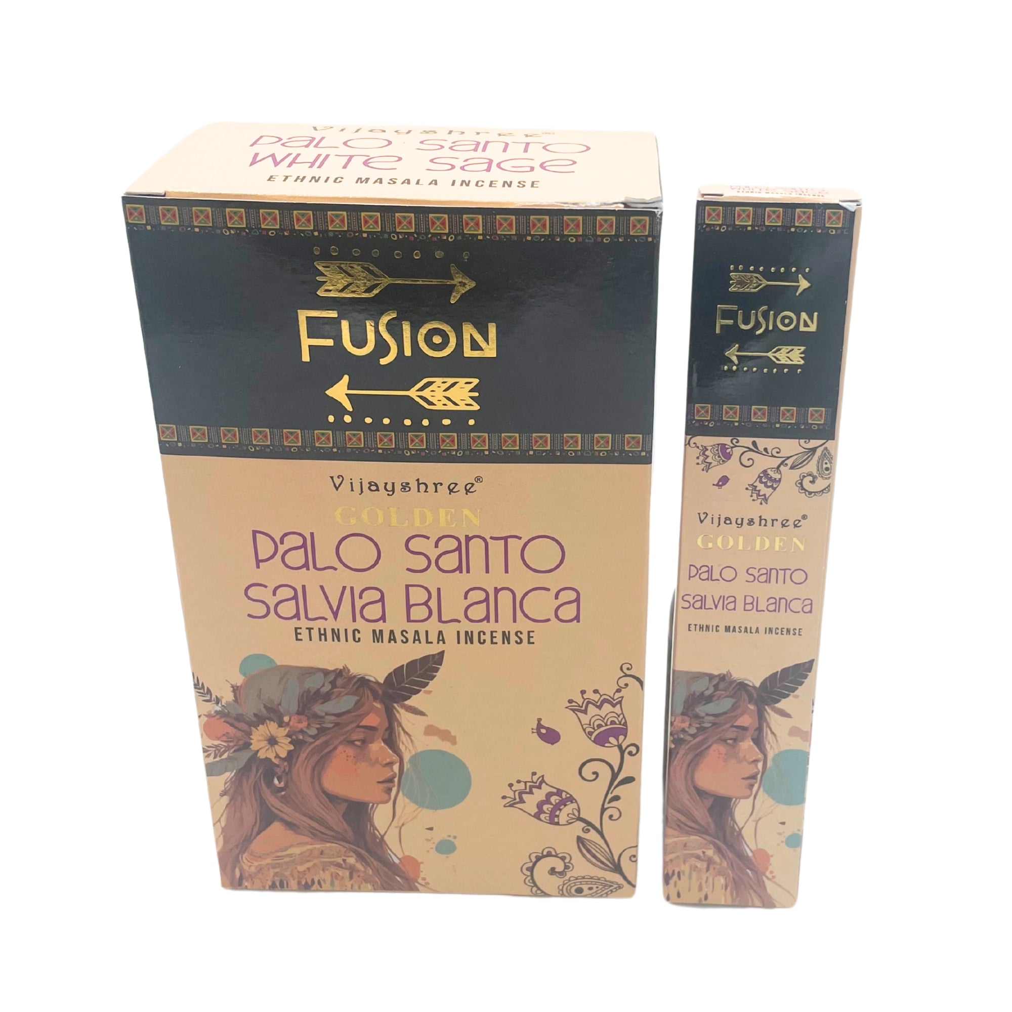 Incienso Palo Santo Dorado y Salvia Blanca, varillas de 15 g, color dorado y blanco, 12 unidades - purificación y paz