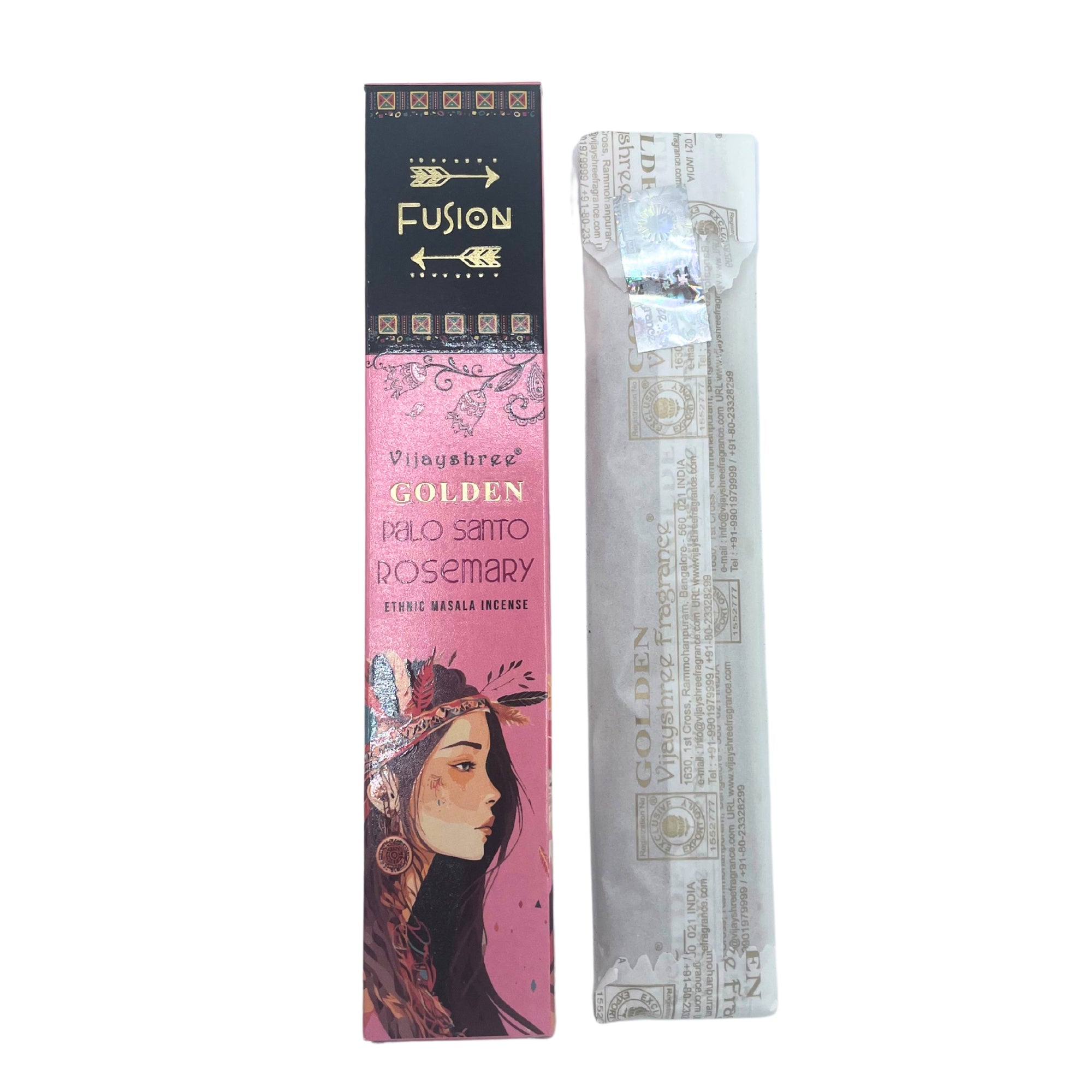 Palo Santo Dorado y Romero, incienso en varillas de 15 g, 12 unidades, aroma amaderado y herbal, color dorado - protección