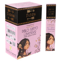 Incienso en varillas Palo Santo Dorado y Lavanda, 15 g, aroma amaderado floral; 12 piezas - calma y bienestar