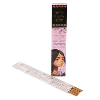 Incienso en varillas Palo Santo Dorado y Lavanda, 15 g, aroma amaderado floral; 12 piezas - calma y bienestar