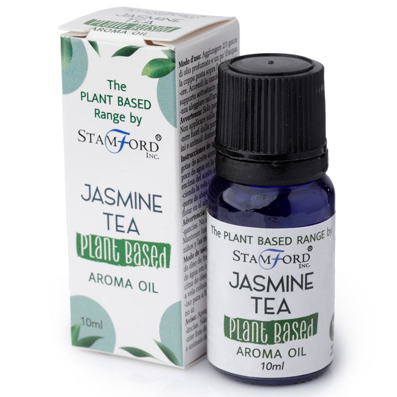 Aceite Esencial Jasmine Tea: botella de vidrio azul oscuro, 10 ml, aroma floral de jazmín y té, vegetal - calma y armonía