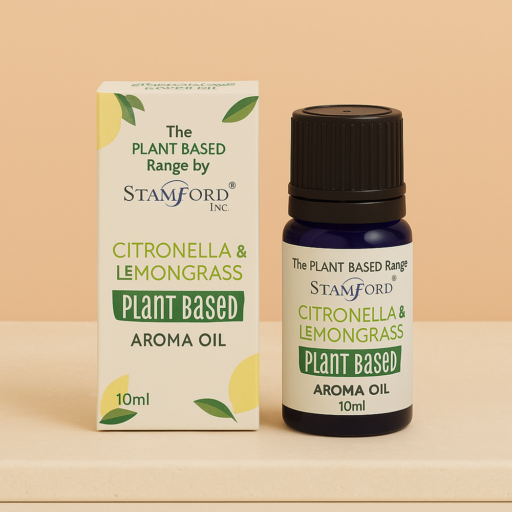 Aceite Esencial de Citronela y Lemongrass, frasco ámbar 10 ml, caja protectora, aroma cítrico y herbáceo - repela insectos