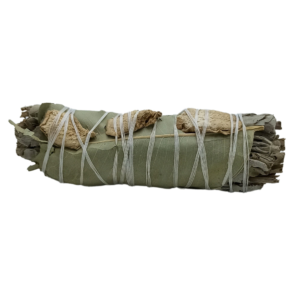 Atado de Salvia Blanca y Jengibre, artesanal, 12 cm de largo y 3-4 cm de diámetro; color verde - purifica y revitaliza