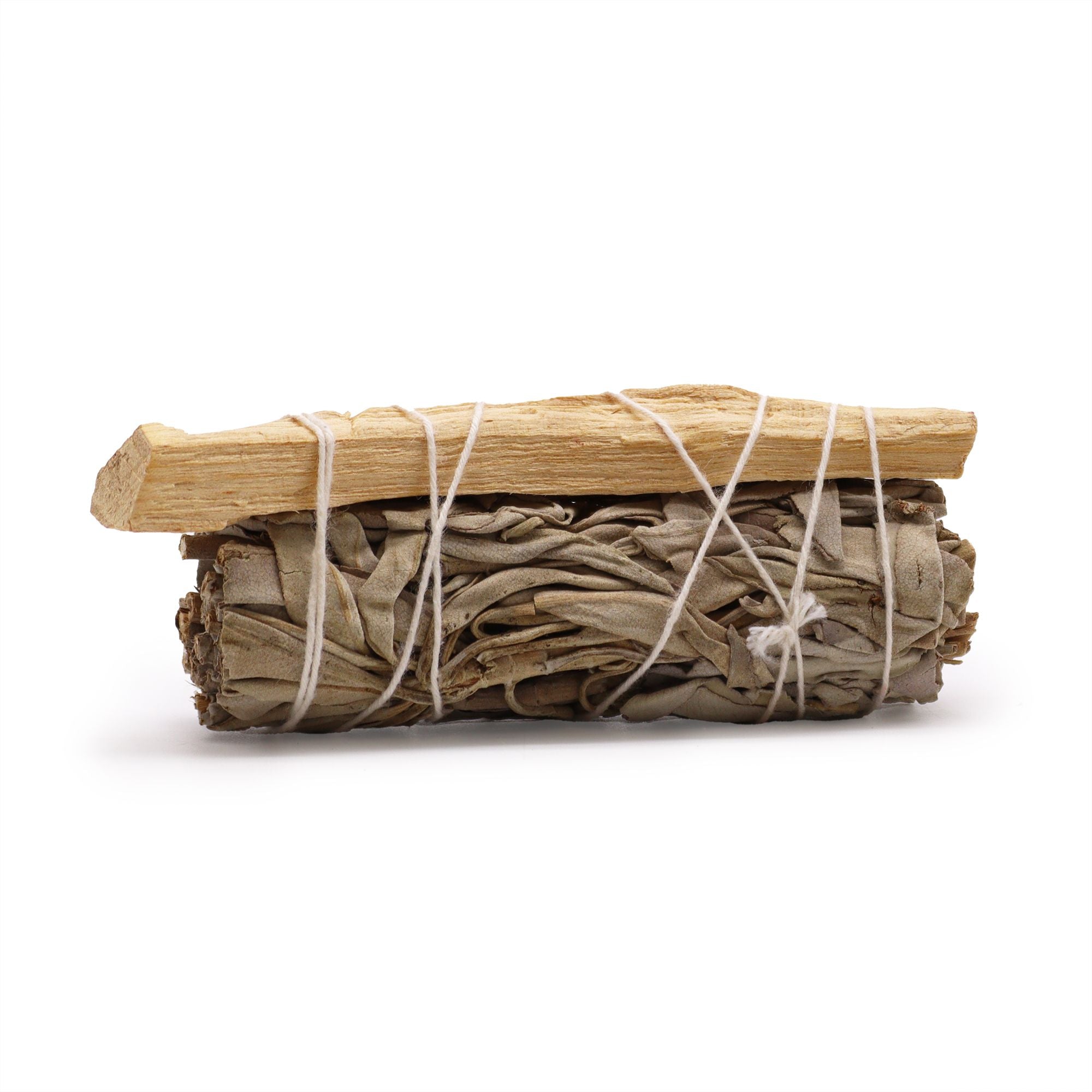 Atado de Hierbas Salvia Blanca y Palo Santo 10 cm – Limpieza Energética