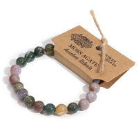 Pulsera de Ágata de Musgo: cuentas en verde y tierra, elástico cómodo y suave, diseño orgánico - potencia creatividad